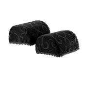 Charcoal Scroll Swirl Design Pair of Mini Round Arm Caps Lace Trim Furniture Cover
