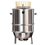 Charcoal Smoker with Thermometer - Detachable BBQ Barrel for Efficient Smokeless Grilling and Oil/Charcoal Separation