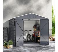 Charcoal Steel Tool Shed with Front Windows and Ventilation