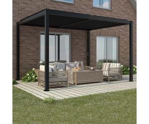 Charcoal Veranda Pergola Carport Louvered Shutter Roof Deluxe 3m x 3m Garden