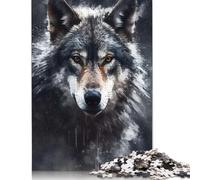 Charcoal Wolf Portrait Puzzle Jigsaws 500 Pieces for Adults Puzzles for Adults Secret Santa Gifts 500pcs (52x38cm)