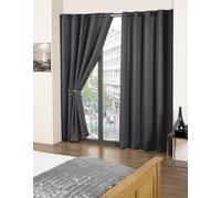 Charcoal Woven Thermal Blackout Eyelet Curtains 66 Inch Width X 54 Inch Drop