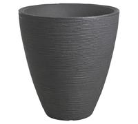 (Charcoal , x1) Round Plastic Ribbed Plant Flower Planter Pots Set