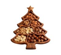 Charcuterie Board, Christmas Tree with Divided Design, Wooden Serveware, Food Safe Build, Easy Clean Feature, Kitchen Dining Tool, Holiday Accessory for Party Dessert Restaurant 7.87x6.3x0.98 Inches