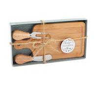 Charcuterie Board - Premium Professional Wooden Cheese Serving Set with Cutlery Accessories and Thank You Label, Elegant Square Cutting Pad Serving Bowl | For Family Gathering Birthday Party H