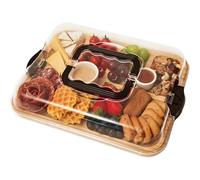 Charcuterie Board with Lid Bamboo Charcuterie Boards with Clear Lid & Handles 6 Compartments Serving Tray for Kitchen Food Snack Board