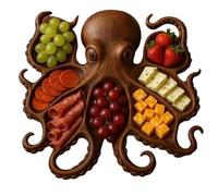 Charcuterie Boards | Octopus Charcuterie Platter | Oceans Themed Cheese Bread Board | Funny Octopus-Shaped Dinnerware Individual Boards | Wood Nautical Serving Tray for Seafood Lovers