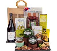 Charcuterie Connoisseur French Red Wine and Cheese Truckle Hamper | A connoisseur's collection with cured meats and delicious accompaniments, made for an evening of grazing and sharing