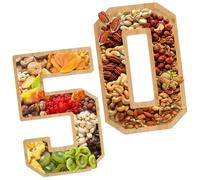 Charcuterie Fillable Number Board Wooden Cardboard Snack Food Cake Cookies, Fillable Number Serving Tray for Birthday Anniversary Party Supplies (50)