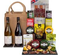Charcuterie, French Red Wine and Cheese Galore Hamper in a Hessian Bag | A generous grazing selection with cured meats and plenty more to discover, made for sharing over a bottle or two