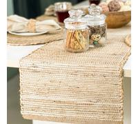 Chardin Home 13x90 Inch Handcrafted Table Runner - Eco-Friendly Natural Jute and Hemp - Rustic Boho Farmhouse Table Decor - Sustainable Dining Table Accent for Everyday or Special Occasions