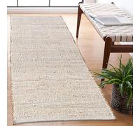 Chardin home 2x10 Jute Cotton Hand Woven Runner Rug, Natural Jute/White Braided Hallway mat, Boho, Rustic, Farmhouse, Vintage, Reversible Natural Fiber Rugs for Bedroom, Living Room, Kitchen,entryway