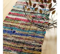 Chardin home Eco Friendly Rainbow Multi Chindi Colorful Table Runner. Size: 13''x36'', Multi Color
