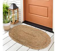 Chardin home Farmhouse Jute Braid Oval Rug | Perfect as Doormat| Great for Porch, Kitchen, Meditation mat, Study, dorms | 18x30 inch Small Artisanal Handcrafted mat