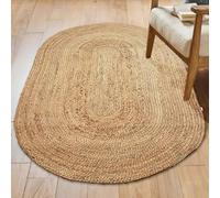 Chardin home Hand Woven Natural Jute Braided Area Rug - 4x6 Feet Oval | Vintage Boho Reversible Rug for Living Room, Bedroom, Dining Area, Entryway | Farmhouse Natural Fiber Floor Covering