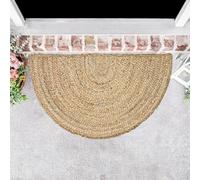 Chardin home Hand Woven Natural Jute Braided Rug -18x30 Inch Half Round | Vintage Boho Reversible Doormat for Entryway, Front Door | Farmhouse Natural Fiber Rugs for Bedroom, Kitchen, Living Room