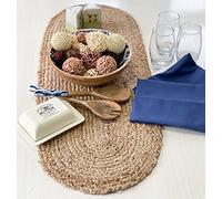 Chardin home Jute Braided Oval Table Runner | Boho Table Runner | Artisanal Center Piece for Table, Chests, Counter Tops and More | Handmade Natural Jute 13"x36"