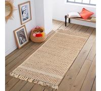 Chardin home Jute Rugs Collection- 2x5 Feet Jute Boucle Rug, Long, Boho, Rustic, Natural Jute/Sand Color, Hand Braided Runner Rug for Bedroom, Living Room, Kitchen and hallways, R109-2