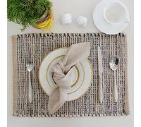 Chardin home | Natural Jute Placemats Set of 4 | 13x19 Inch. Rustic Farmhouse Place mats | Table mats Colors - Natural Jute and Grey