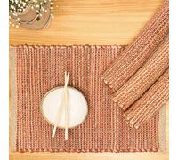 Chardin Home Natural Jute & Rust Orange Placemats, Set of 4 - Rustic Handmade Boho Table Mats, 13x19 Inch Dining Table Placemats for Kitchen, Everyday Meals, Holidays, Farmhouse or Modern Table Décor