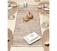 Chardin Home Natural Jute Table Runner 13x48 Inch - Vintage Boho Rustic Table Decor - Handwoven Jute Table Runner in Natural and Brown - Farmhouse Dining or Console Table Accent