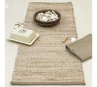 Chardin home Natural Jute Table Runner 13x48 Inch - Vintage Boho Rustic Table Decor - Handwoven Table Runner in Natural Jute and Ivory - Farmhouse Dining or Console Table Accent