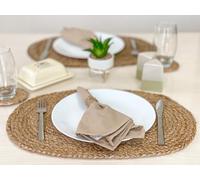 Chardin Home Set of 4 Jute Braided Oval Placemats - 13x19 Inch Rustic Natural Jute Table Mats | Handwoven Boho Farmhouse Style | Eco-Friendly Artisan Dining Decor