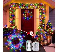 Charfia 9m Remote Christmas Tree Lights, 8 Light Modes 300 LED Cluster Lights, Waterproof,Dimmable Battery Operated for Indoor/Outdoor Use Gardens Wedding Party Decor (Colour Light)