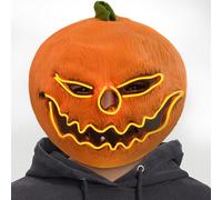 Charfia Halloween Pumpkin Mask, Latex Full Head Realistic Masks with LED Light, Halloween Masks for Halloween Costume Party