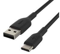 Belkin BoostCharge Braided USB C charger cable, USB-C to USB-A cable, USB type C charging cable for iPhone 16, 15, Samsung Galaxy S24, S23, Pixel, iPad, MacBook, Nintendo Switch and more - 1m, Black