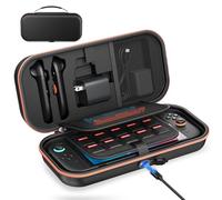 [Charge Inside] Carry Case for Nintendo Switch 2 2025/ Switch OLED / Switch, Travel Case with Adapter and Joypad Storage, Hard Shell Carrying Case for Switch 2 Console with 22 Game Cartridges, Black