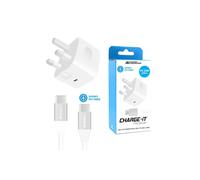CHARGE-iT 20W Mains Charger with 1 Metre USB-C to USB-C Bundle - White MRM02993