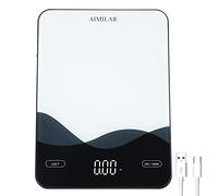 Chargeable Digital Kitchen Food Scale - AIMILAR LED Display 22lb Food Weight Scales for Baking Cooking USB-C Rechargeable Ounces and Grams 1g/0.1oz Tempered Glass