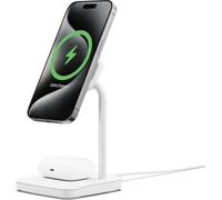 ChargeBase 2-in-1 Magnetic Wireless Charging Stand, White, Qi2 Compatible