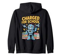 Charged For School Robot Kids Back To School Zip Hoodie