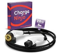 Chargeninja Black Belt Charging Cable - 3-Phase, 16A, 11KW, Type2 on Type 2, 5 Meters compatible with ZOE, EQC, E-Tron, S/3/X/Y, i3, i4, iX, ID.3, ID.4, EV6, IONIQ 5