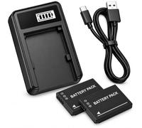 Charger and 2Pcs Battery for Panasonic Lumix DMC-FX90, DMC-S1, DMC-S2, DMC-S3, DMC-S5, DMC-SZ1, DMC-SZ02, DMC-SZ5, DMC-SZ7, DMC-TS20, DMC-TS25, DMC-TS30 Camera - For NCA-YN101H Battery