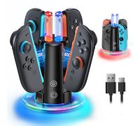 Charger Dock Compatible with Both Switch 2 & 1, Dual-Direction Magnetic Vertical Charging Controller Stand for Joy-Con 2 with Transparent Acrylic Display Base & LED Indicators for Nintendo Switch 2/1