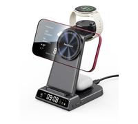 Charger for Garmin Watch, 3 in 1 Magnetic Charging Station for iPhone | Wireless Charger Stand for Garmin Forerunner 55 265, Vivoactive 5 6, Venu 4 3S, Fenix 8, Instinct & AirPods, SwanScout C02GM