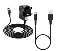 Charger for N-i-n-t-e-n-d-o 3DS & USB Charging Cable Set, UK Plug Power Supply Adapter + 1.2M Lead for New 3DS XL/2DS XL/DSi/DSi XL, Replacement Kit for Home & Travel