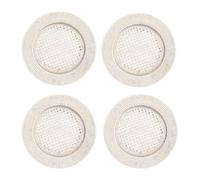 Charger Plate Set of 4 Table Mats Glazed Finish Rattan Placemats (White)