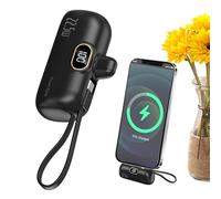 Charger Powers Bank, PD 22.5W 5000mAh Bank, Portable Built in Type C Cable, Fast Charging Battery Pack for Smartphones, Tablets, Series Devices, Home and Travel Use