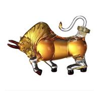 Charging Bull Decanter, Glass Liquid Decanter,Wall Street Bull Animal Bullfighter Liquor Decanter Made for Bourbon, Whiskey, Scotch, Clear Dispenser(Head-Down Type:1000ml)