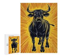 Charging Bull on Yellow Background - Challenging Puzzle for Adults, 500 PCS, Seasonal Home Décor; for Shared Table Time