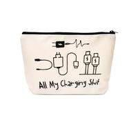 Charging Cable Organiser Bag All My Charging Stuff Bag for Travel Backpack Funny Makeup Bag Gifts for Women Men Charger Organiser with Zipper Toiletry Pouch Gift for Friends Daughter Son