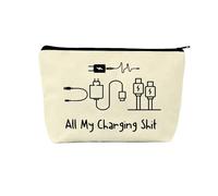 Charging Cable Organizer Bag All My Charging Stuff Bag Funny Large Capacity Cosmetic & Charger Organizer with Zipper, Perfect Travel Toiletry Pouch - Gift for Women, Men, Friends, Mom & Sisters