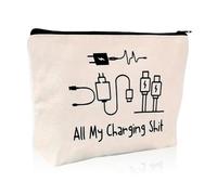 Charging Cable Organizer Bag, All My Charging Stuff Travel Pouch, Funny Zippered Cable Storage for Women Men, Tech Charger Cord Organizer Gift