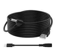 Charging Cable with DC Power Adapter Compatible with Ring Stick Up Cam Battery/Plug-in 3rd/2nd Gen, Spotlight Cam Plus/Pro Indoor/Outdoor, 13.2FT Weatherproof Power Extension Cord (Black)