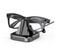 Charging Dock Compatible with Ray-Ban Meta Smart Glasses Wayfarer Skyler Headliner and Oakley HSTN, Square Charging Stand with Metal-Wrapped Base, 50-Min Fast Desktop Charging Station