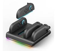 Charging Dock for 2025 Nintendo Switch 2 Joycon Controllers - 4 in 1 Fast Magnetic Charger Station with RGB Lights & 2FT Charging Cable Compatible with Switch Joy with 2